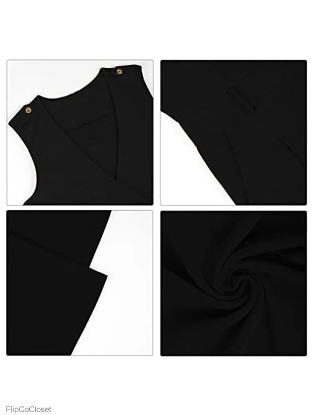 Womens V Neck Wide Leg Jumpsuit Sleeveless Romper with Pockets & Belt Party